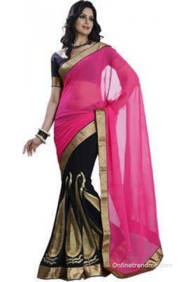 Kajal Sarees Striped Fashion Chiffon Sari